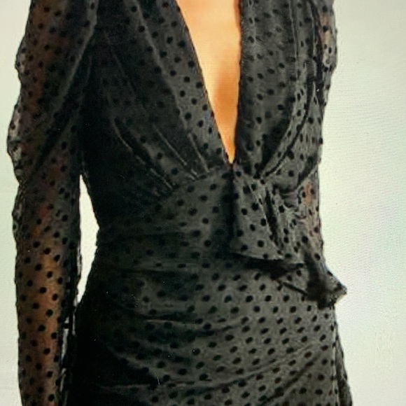 IRO Callagan Asymmetrical Ruffle Silk Mini Dress NWT Size 34, Polka dots - Picture 8 of 10